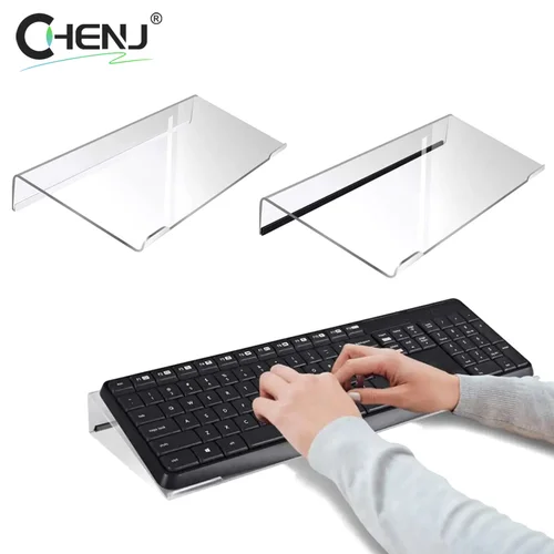 Soporte acrílico para teclado de ordenador, bandeja elevadora para teclado de 78 teclas, soporte transparente antideslizante para teclado de escritorio, suministros de oficina