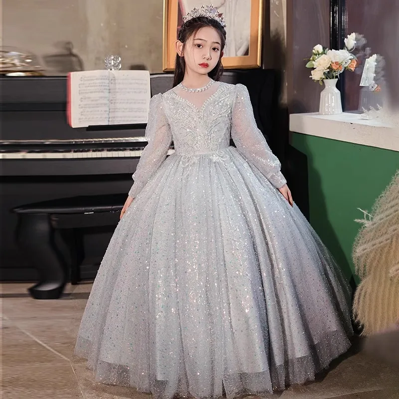 

Girls formal dress for birthdays high-end princess dress flower girl wedding little girl host children piano performance costume