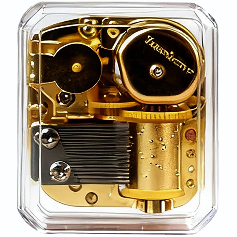 Yunsheng Vergoldete Musikbox mit Uhrwerk Schwanensee-Melodie mit Quadratischer Transparenter Musikbox – Detail 8