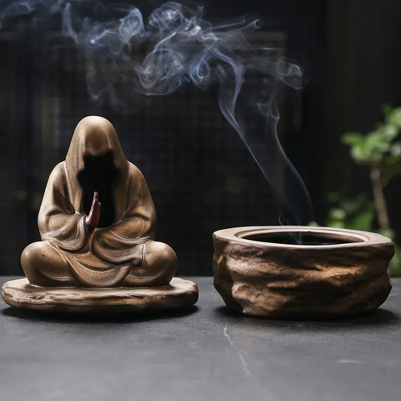 

Formless Buddha Meditation Ceramic Monk Incense Holder Burner Home Living Room Garden Tearoom Yoga Room Zen Decoration