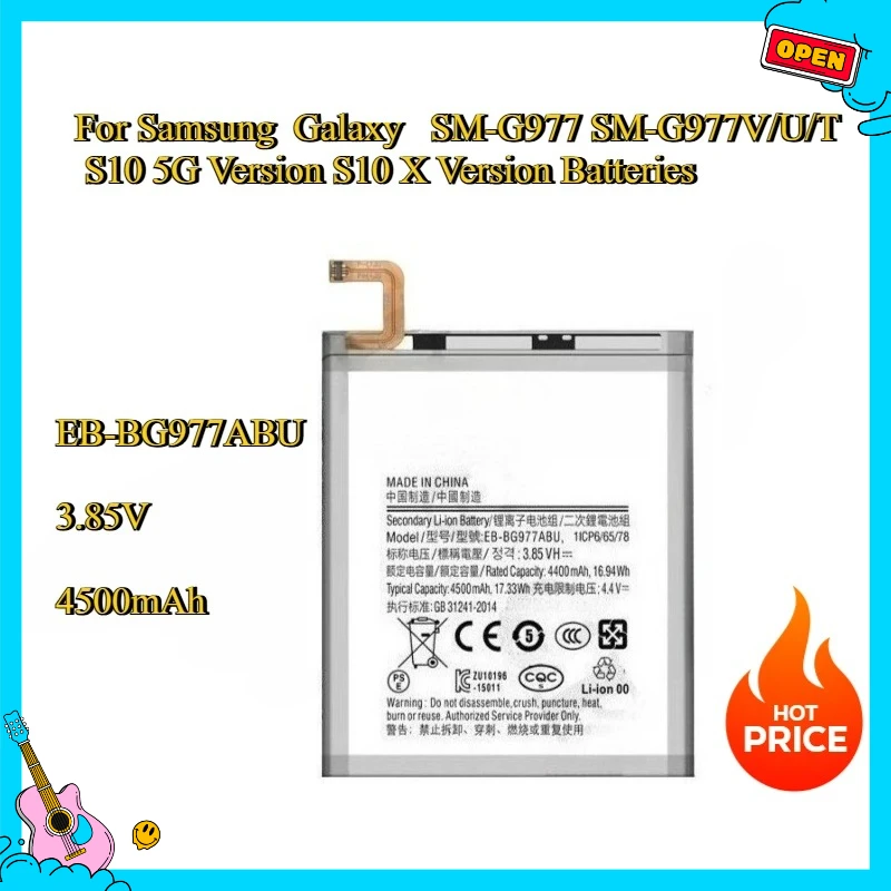 

New EB-BG977ABU 4500mAh Replacement battery For Samsung Galaxy SM-G977 SM-G977V/U/T S10 5G Version S10 X Version Batteries
