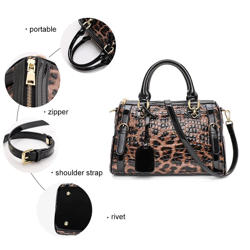 Aidrani Original design women\'s handbag with large capacity and fashionable leopard print bag made of high-quality cowhide