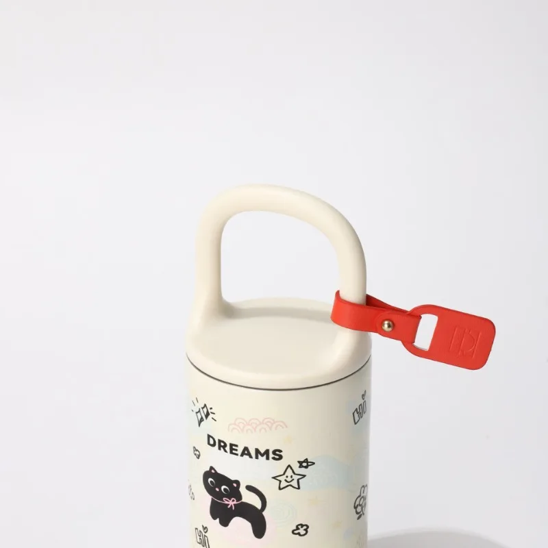 400ml Cute Cat Print 316 Stainless Steel Travel Mug, Leakproof Insulated Cup with Lockable Handle Lid