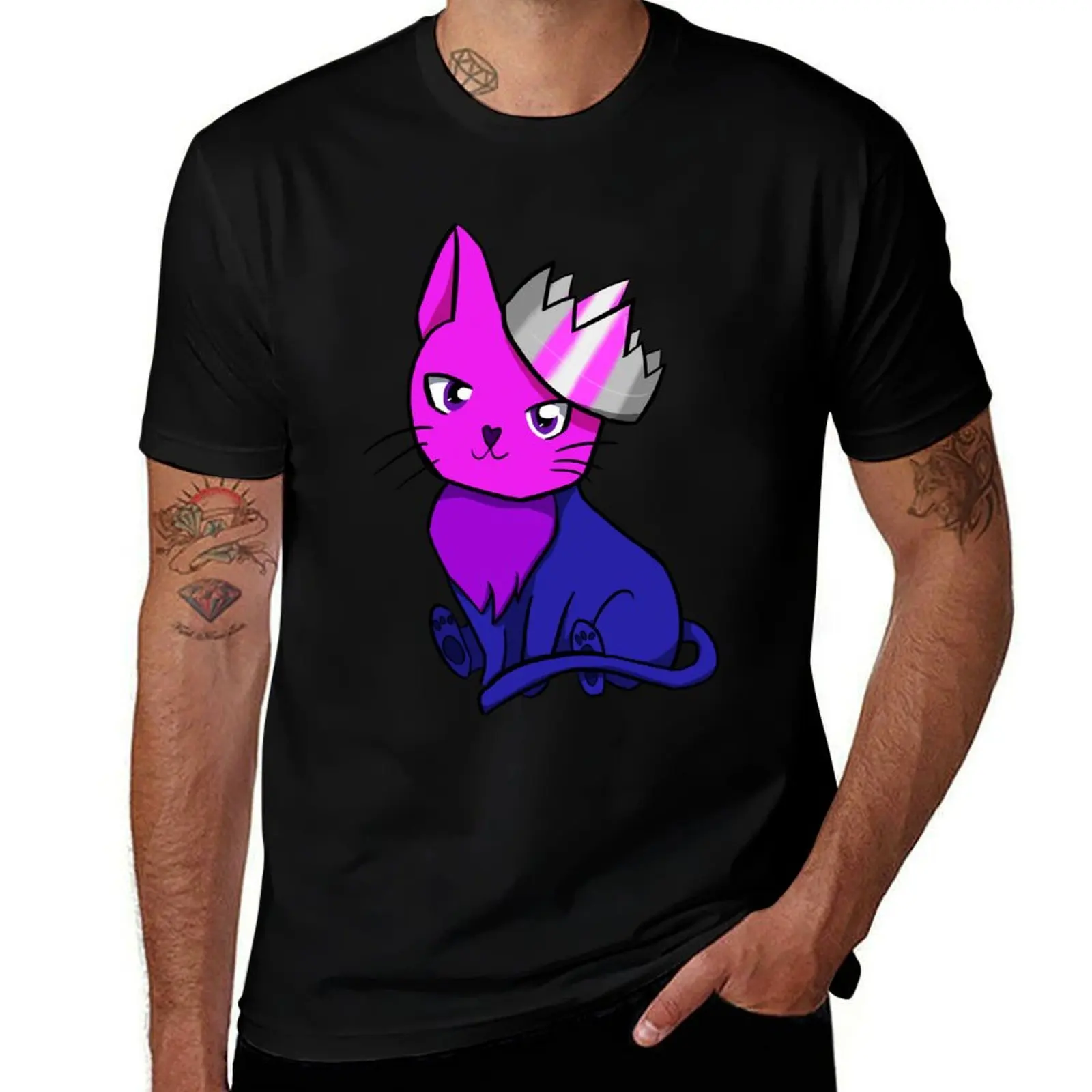 

t t custom T-Shirt Bisexual man Pride Demigirl cotton t heavy man shirt shirt print shirts cotton Cat