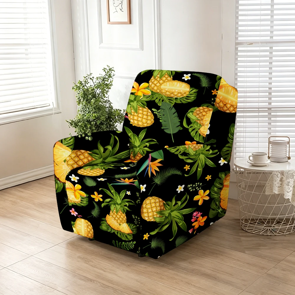 Tropical Pineapple & Flower Recliner Slipcover, Stretch Soft Furniture Protector Slipcover