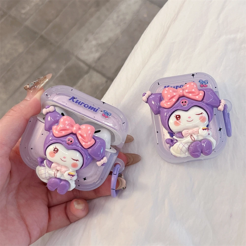 3D Cartoon Anime Kuromi Earphone Case for Apple AirPods 4  Pro Pro2 Silicone Headphone Box for Apple AirPods 4 Earphone Bags