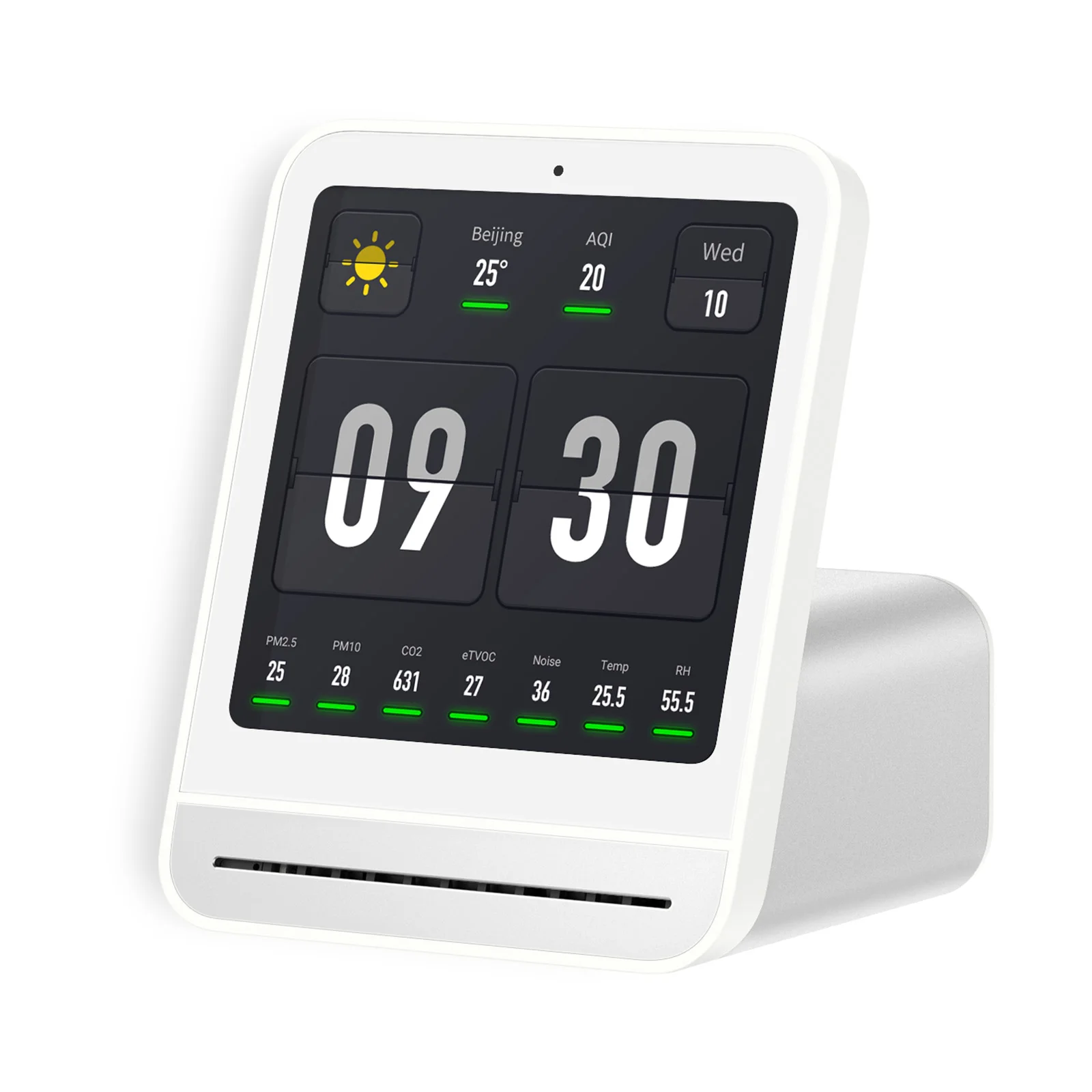 Qingping Luftqualitätsmonitor Gen 2, Innenraum-Luftqualitätsmonitor erkennt PM2.5, CO2, PM10, Lärm, Temperatur und Luftfeuchtigkeit, Alarmfunktion