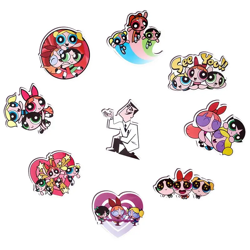 50 Powerpuff Girls Cartoon Kawaii Personalized Stickers DIY Trolley Case Waterproof PVC Graffiti Helmet Stickers Wholesale