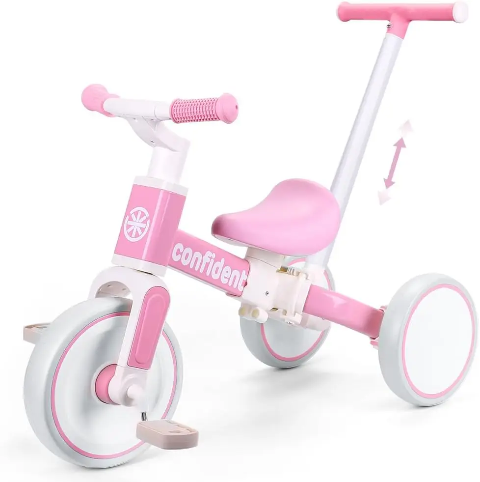 

Tricycle for Toddlers 1-3 Years Old, 5 in 1 Balance Bike with Removable Pedal, Push Trike for 2 3 4 5 Year Old Boys & Girls