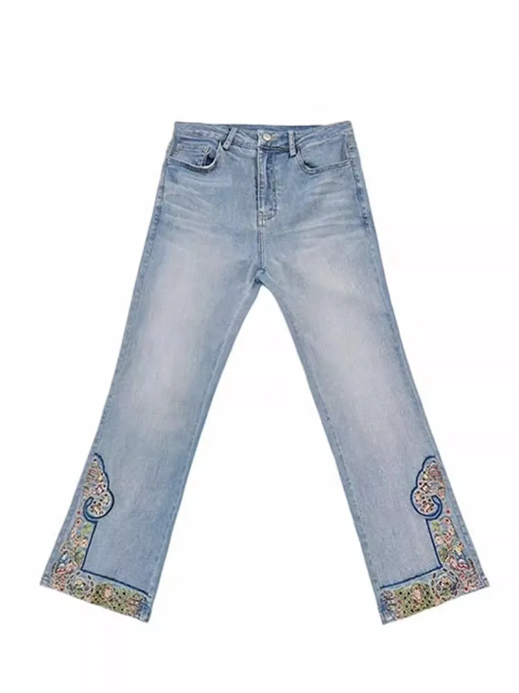 

Джинсы Sensation с высокой талией, универсальные утягивающие джинсы для грушевого тела, неизолируемые прямые ноги, девять очков, застежка-молния