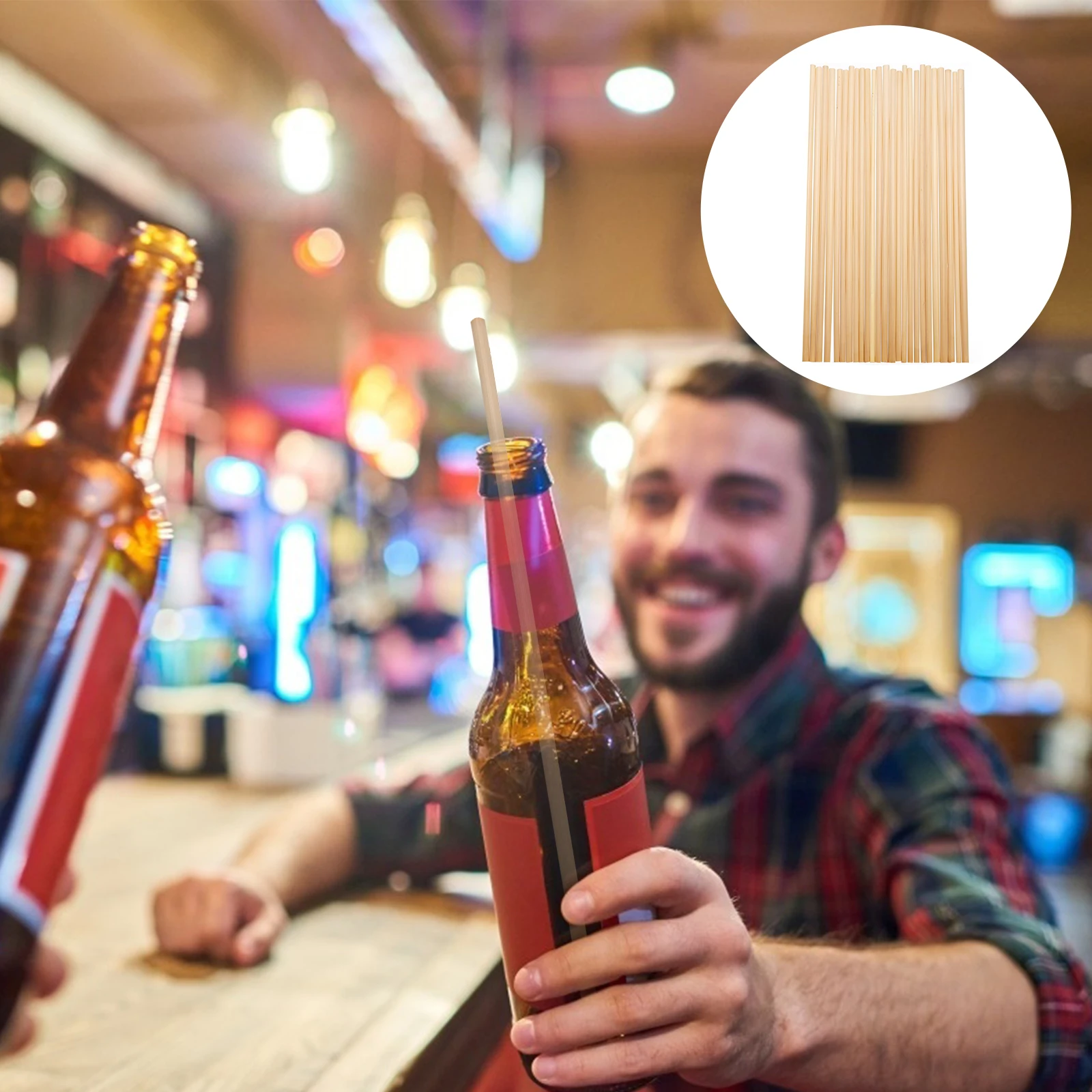 

100pcs Wheat Straw Drinking Straws Safety Disposable Straws For Party Festival Environmentally Friendly Food Grade Practical