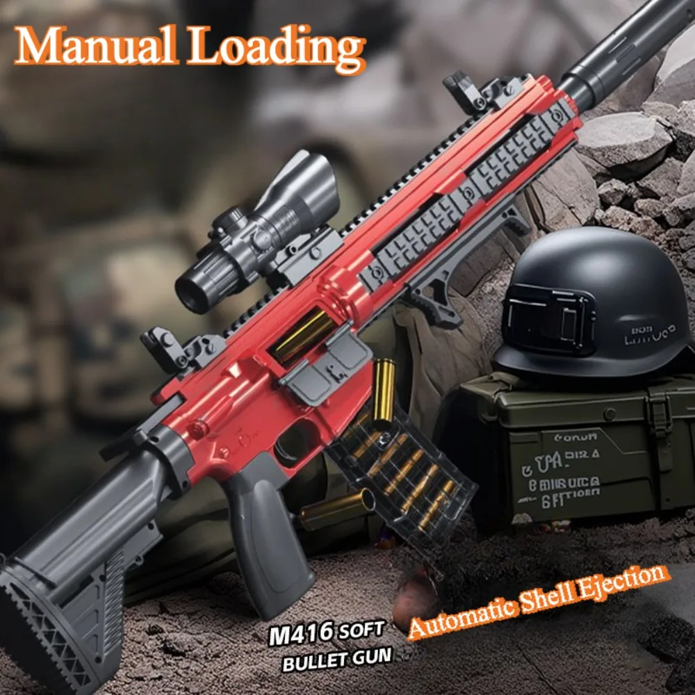 M416 Toy Gun Shell Throwing Soft Bullet Manual Loading   Can Fire Assault Rifle Model Outdoor CS Fighting Game Christmas Gift