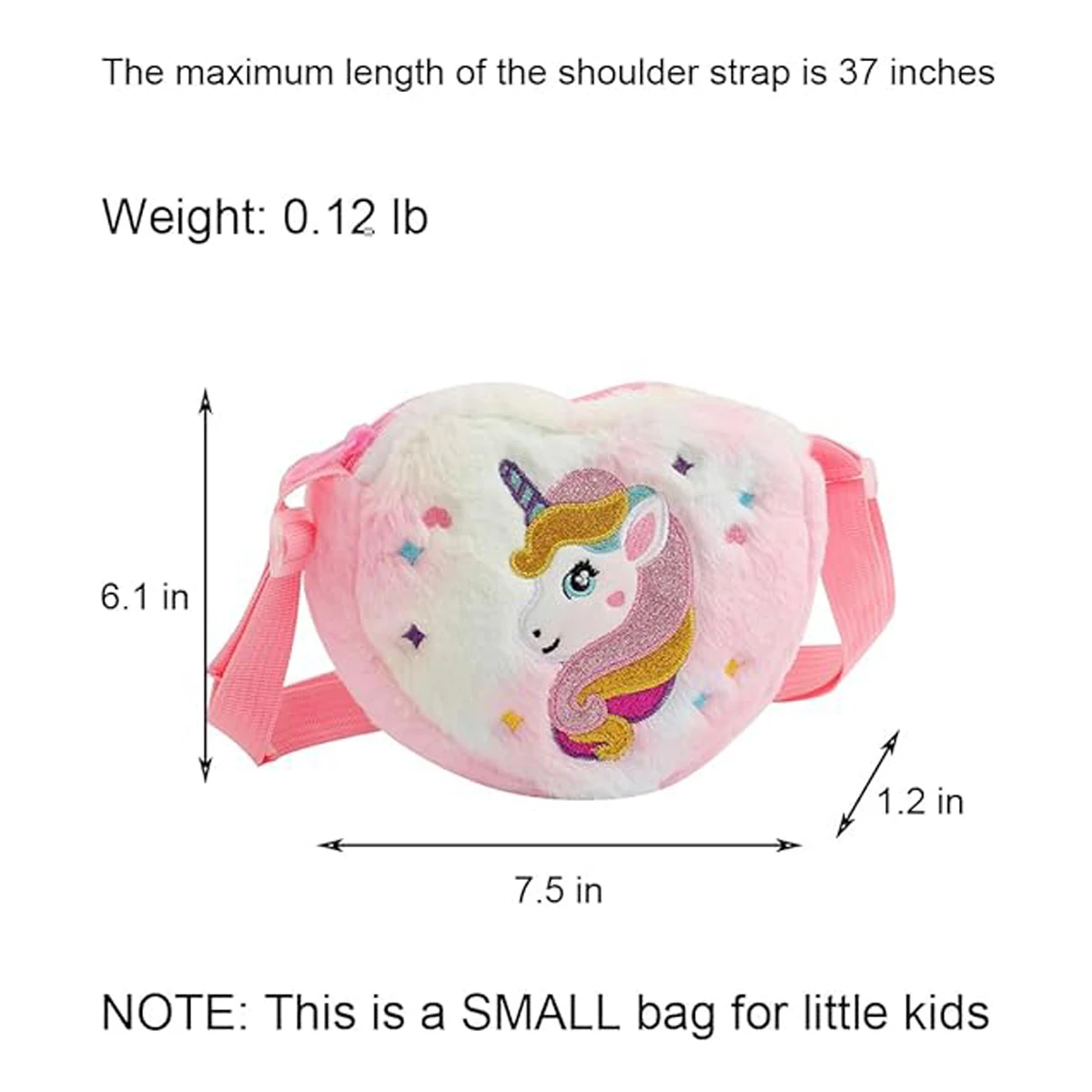 Kawaii Plush Crossbody Bag with Adjustable Shoulder Strap Cute Fluffy Unicorn Shoulder Purses Unique Handbag Tote with Zipper - view 6