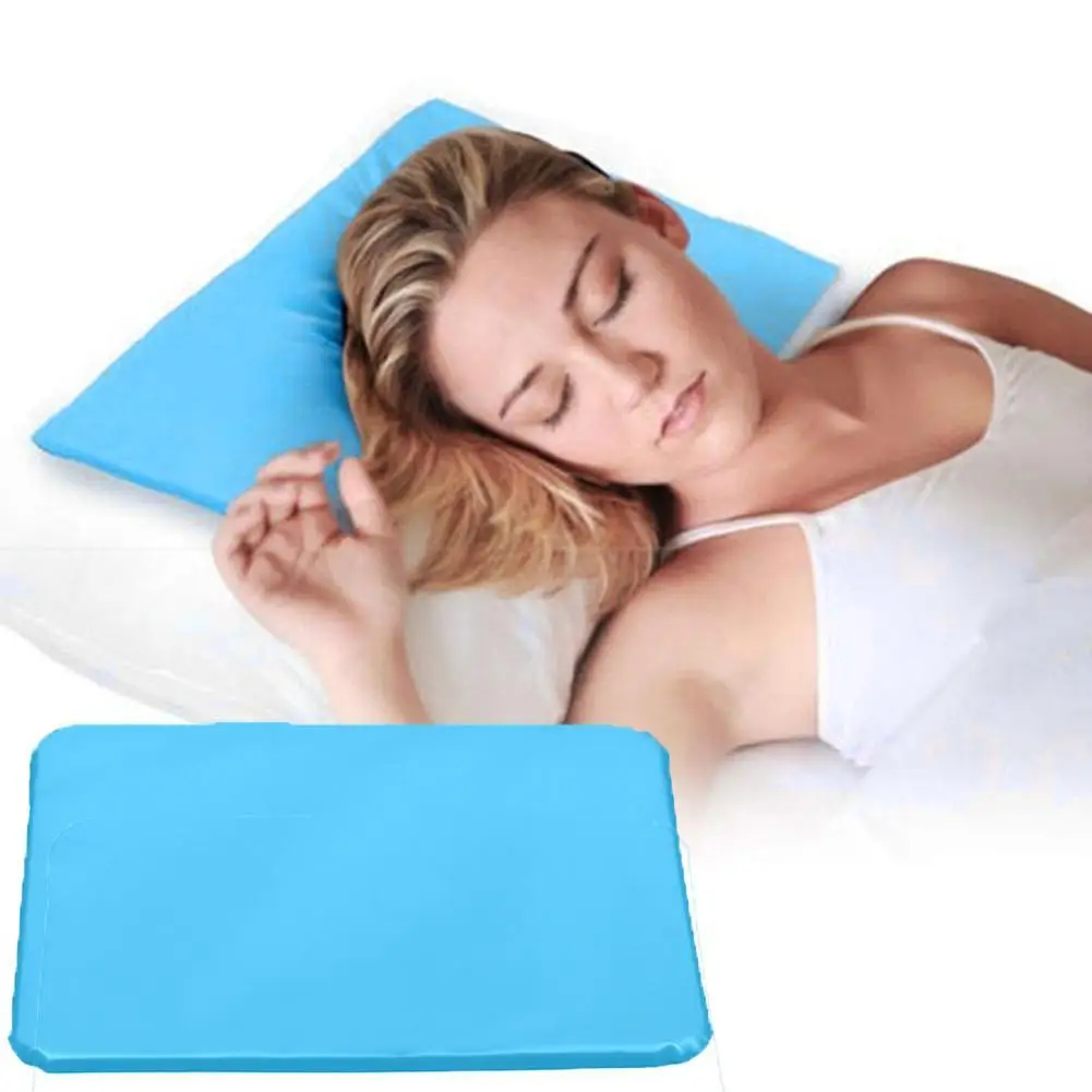 Summer Compact Cooling Gel Pillow Mat Portable Chillow Sleeping Aid for Home Office Travel Neck Muscle Relax Washable Insert Pad