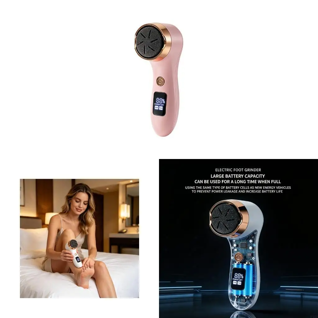 F92F LED Display Foot File Rechargeable Design with 2 Sanding Head for Heels and Feet