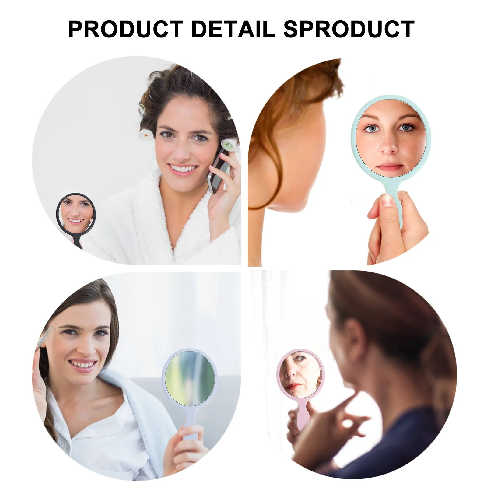 5 قطع مرآة صغيرة الحجم محمولة باليد، تصميم محمول للأميرة للسفر والحمام للاستخدام اليومي هدية للنساء #5
