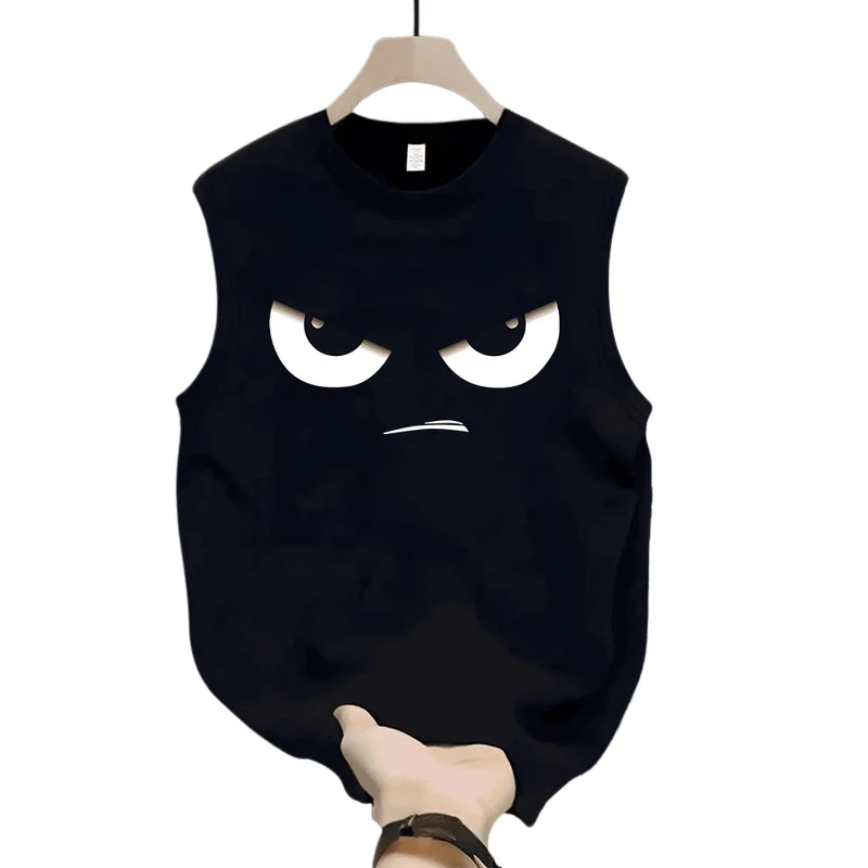 2026 Men Loose Sleeveless Tank Top Trendy Casual Outerwear T Shirt Fashion Personality Streetwear Male Stylish Cut Shoulder Vest