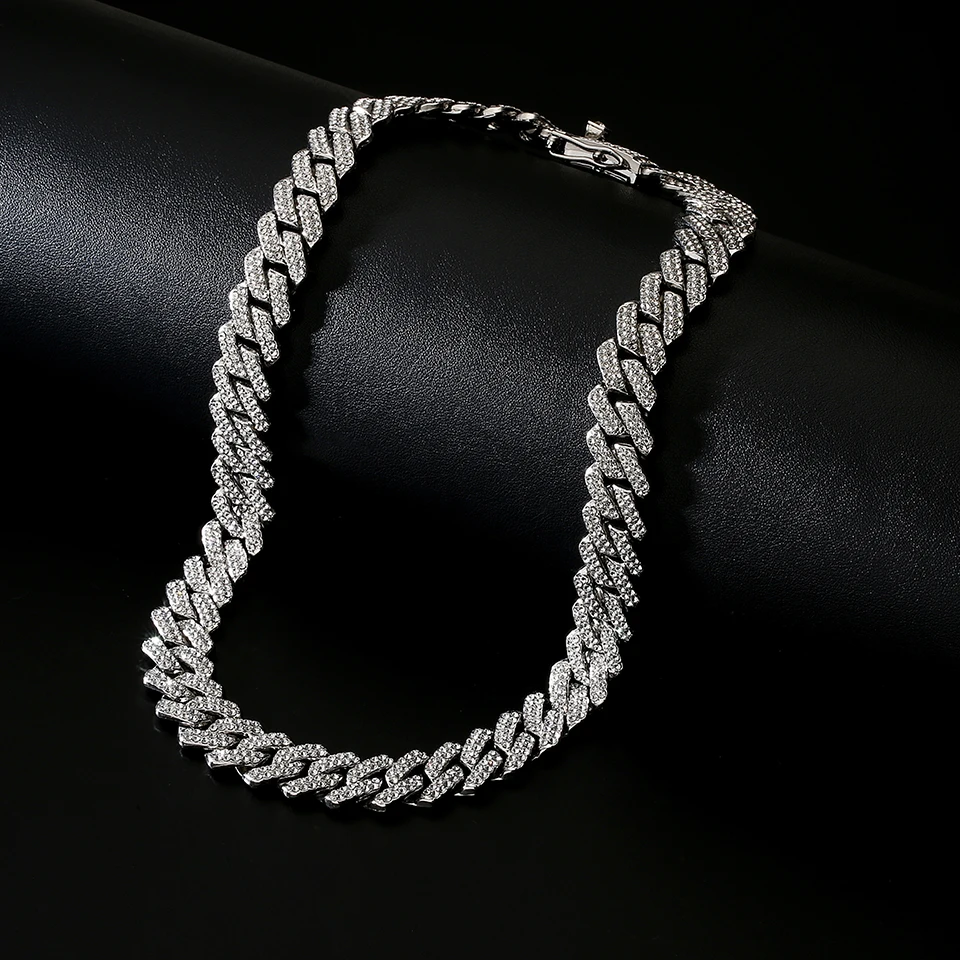 Yupsk 45/50CM Men Women Hip Hop Cuban Chain Iced Out Bling Rhinestone Necklace Hiphop Crystal Necklaces Fashion Jewelry image 3