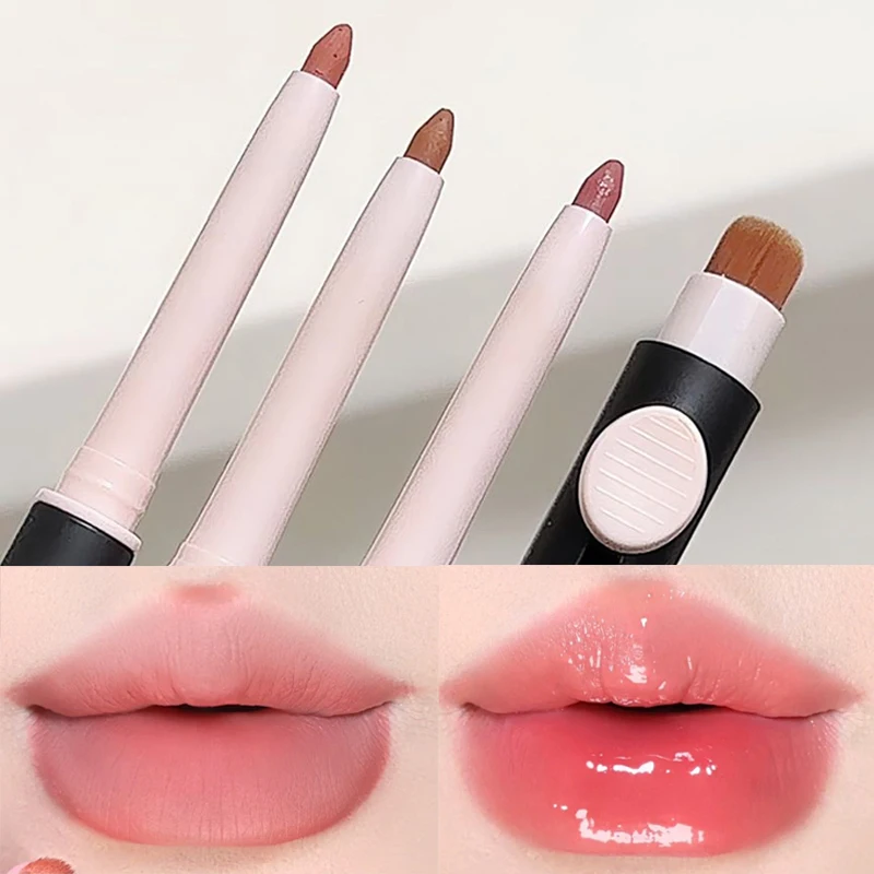 Matita per labbra opaca impermeabile con pennello Sexy Nude Brown Contour Tint rossetto duraturo antiaderente Cup Lip Liner Lips Makeup