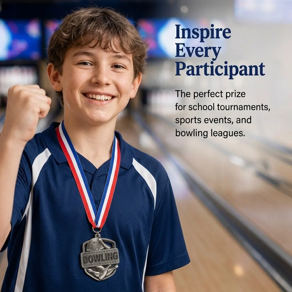 Bowling Medal Decorative Award Hanging Medal Ribbon Competition Reward Creative Zinc Alloy Medals for Parties