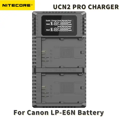 nitecore UCN2 Pro Dual Slot USB QC LP-E6N Charger For Canon DSLR EOS 60D 5D3 7D 70D 5D Mark II SLR Camera Battery