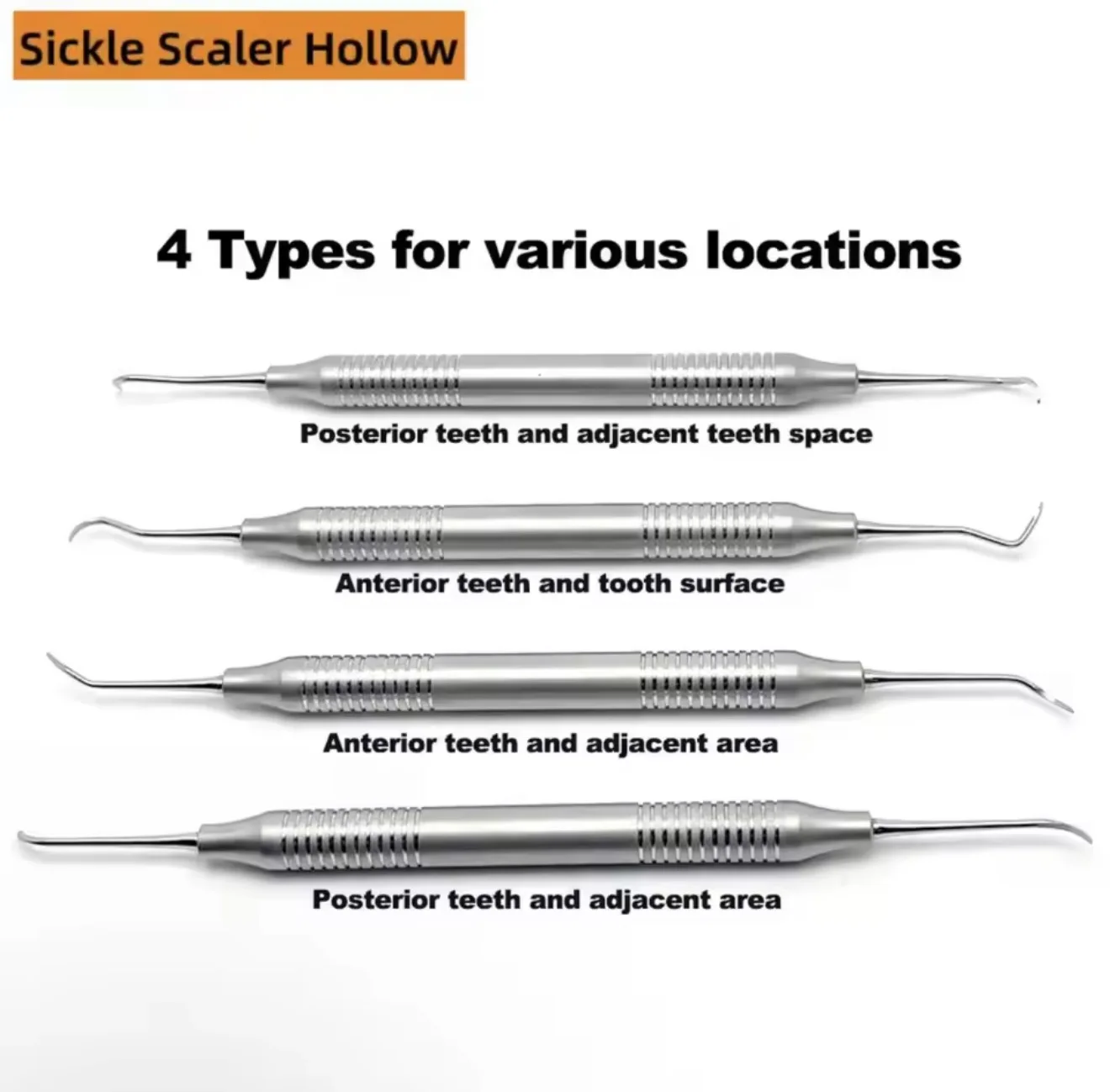 4pcs Dental Sickle scaler, Curette, or explorer/probe kit Double Ended for Teeth Cleaning and Diagnosis Professional Dental Tool