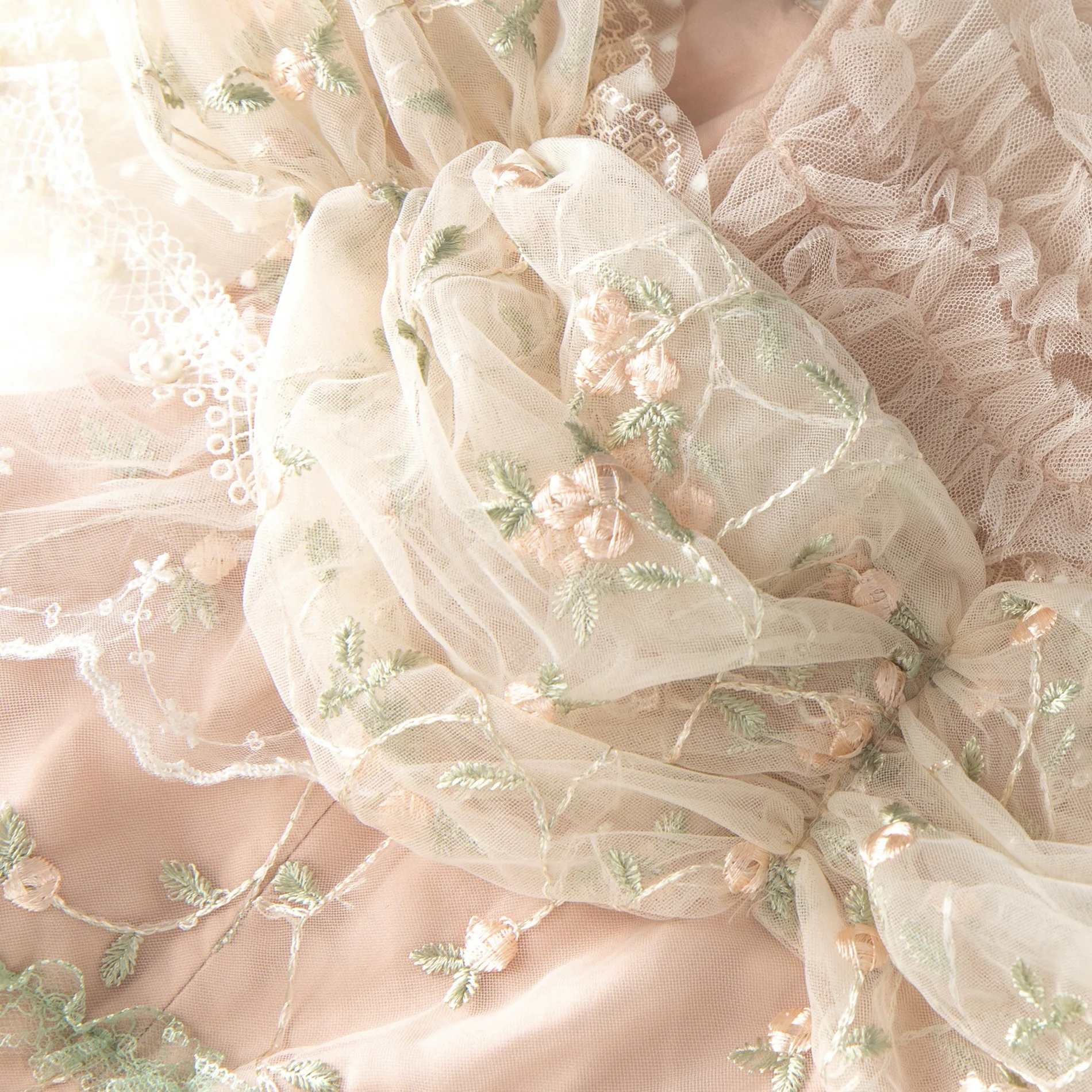 Meyyithun vestido feminino flores bordado miçangas maxi vestido manga curta em camadas babados vestido de festa vintage 250611mz01