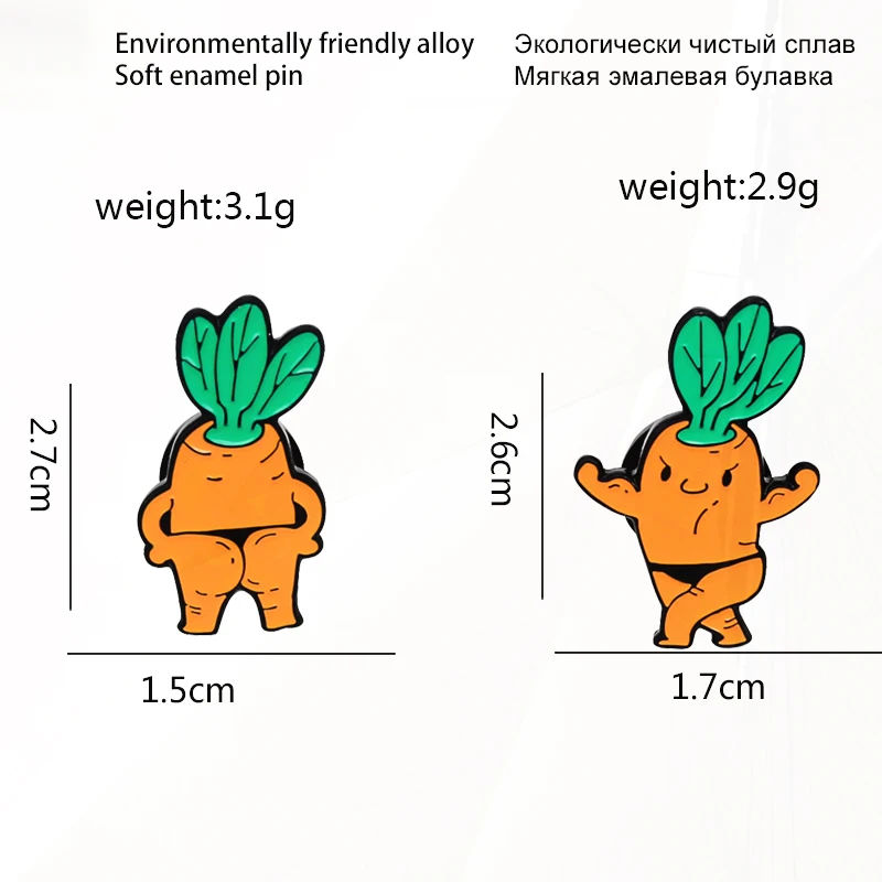 Man Bikini Radish Enamel Brooch Badge Pin For Women Wholesale Jewelry Cute Orange Carrot Master Pines Bodybuilding Carrot