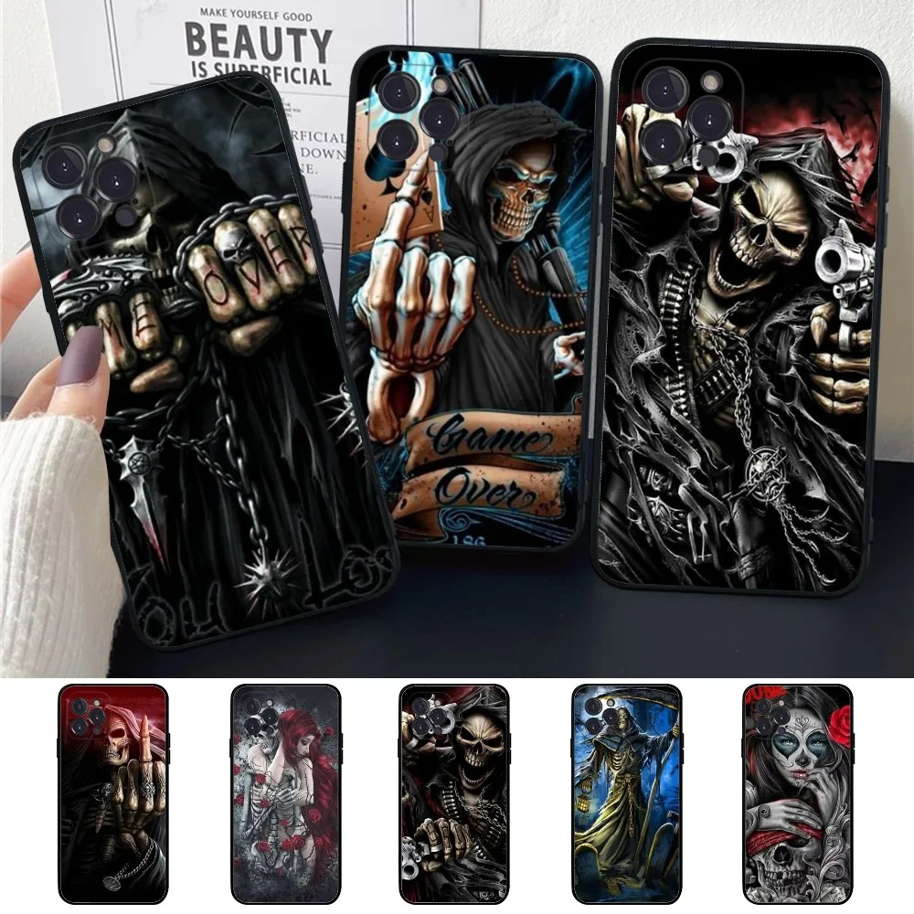 Grim Reaper Skull Skeleton Phone Case For IPhone 14 11 12 13 Mini Pro XS Max Cover 6 7 8 Plus X XR SE 2020 Funda Shell