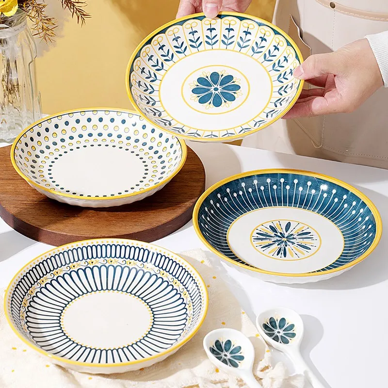 Xindeks Nordic Ceramic Plate & Noodle Bowl Set - Italian Style, 2p/4p Ceramic Plate/Plate Set