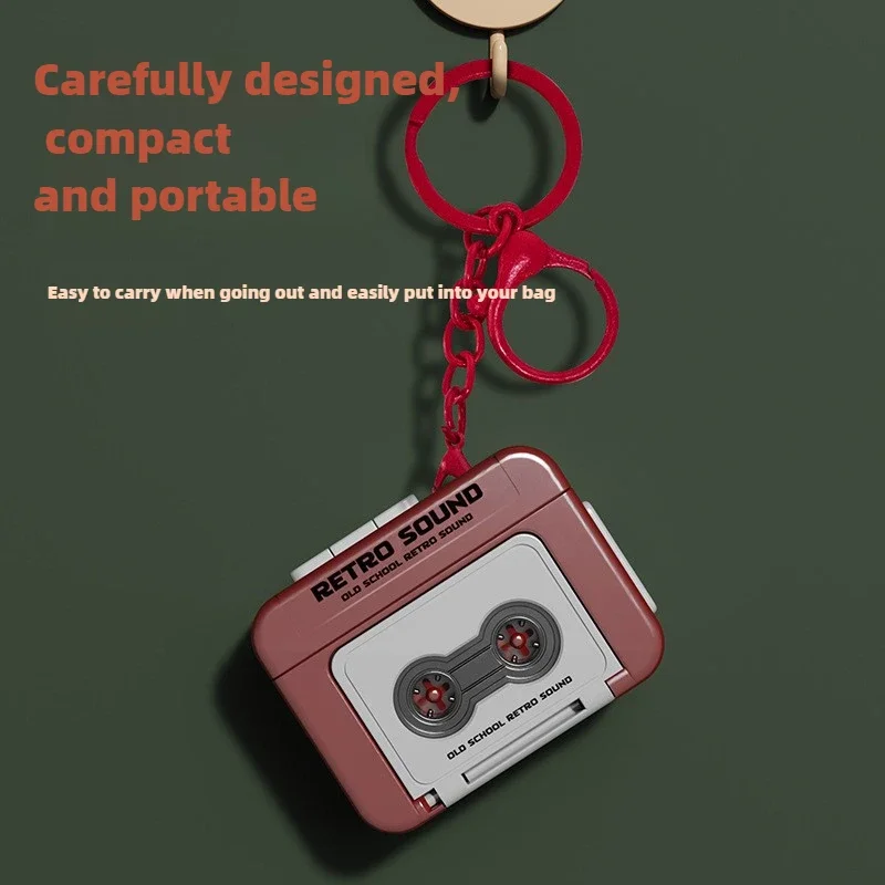 Mini Retro Recorder Keychain Can Record and Play Music Fun Music Box Pendant Personalized Couple Gift for Girlfriend