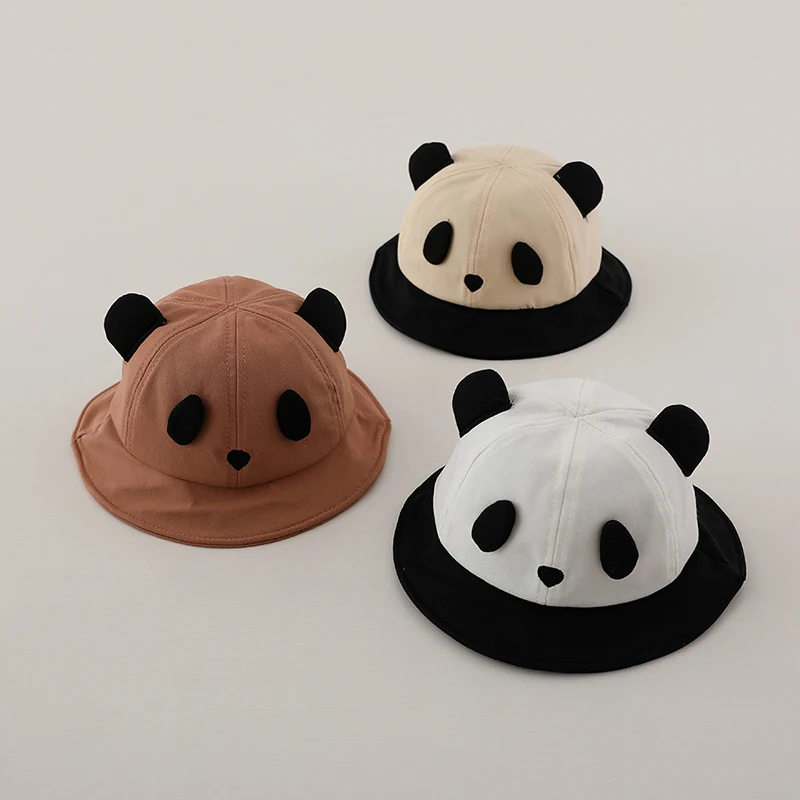 หมวกในฤดูร้อนเด็กทารกน่ารักมีหูปิดหูการ์ตูนแพนด้าเด็กทารกผู้ชายเด็กผู้หญิง Topi Bucket กลางแจ้งเด็กวัยหัดเดินหมวกบังแดดสำหรับฤดูร้อน