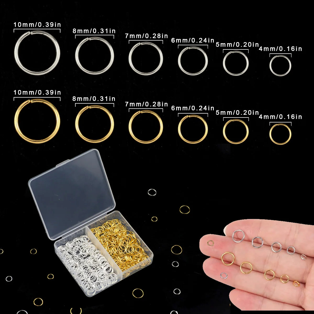 1 Box Gold/Silver Jump Rings 4/5/6/7/8/10mm Metal Closed Loops Open Jump Rings For DIY Jewelry Keychains Bag Charms Accessories view 6