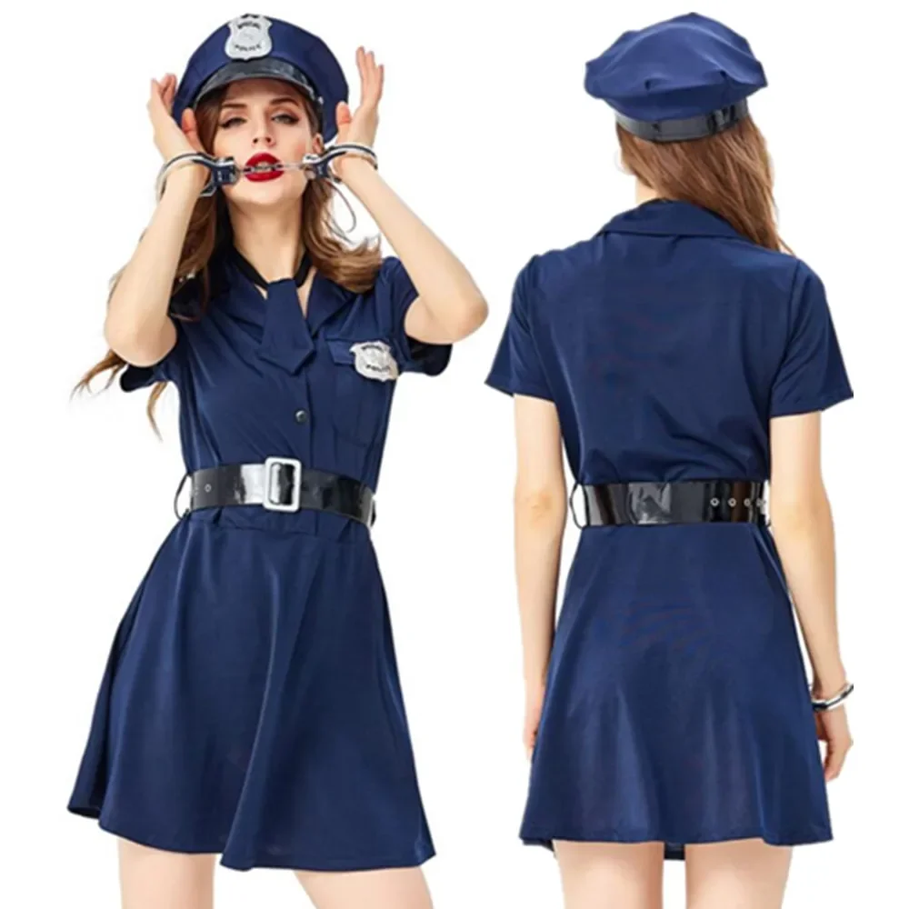 

Full Set Sexy Female Cop Police Officer Uniform Policewoman Costume Halloween Adult Women Police Cosplay Fancy Dress