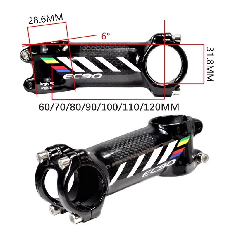 

High Rigidity Aluminum Alloy + Carbon Fiber Mountain Bicycle Stem Road Bike Stems Ultra Light Sturdy 28.6-31.8MM 1-1/8 6°