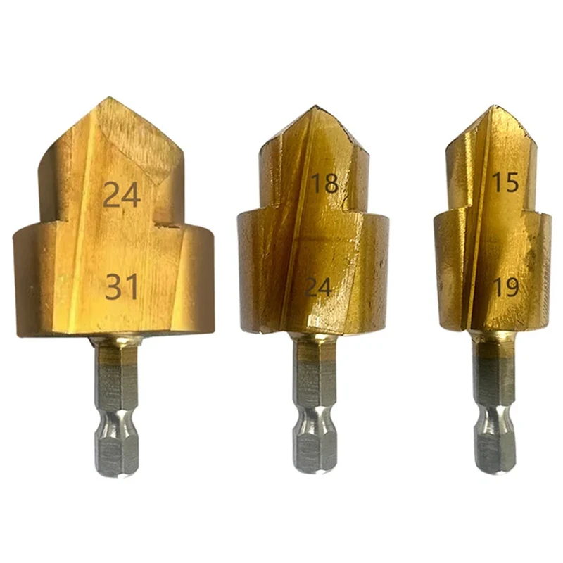 New 1/2/3Pcs PPR Lifting Drill Bit, 20/25/32mm Step Drill Bit Set Hex Shank Hole Opener, Core Drill Bits for Water Pipe Reaming