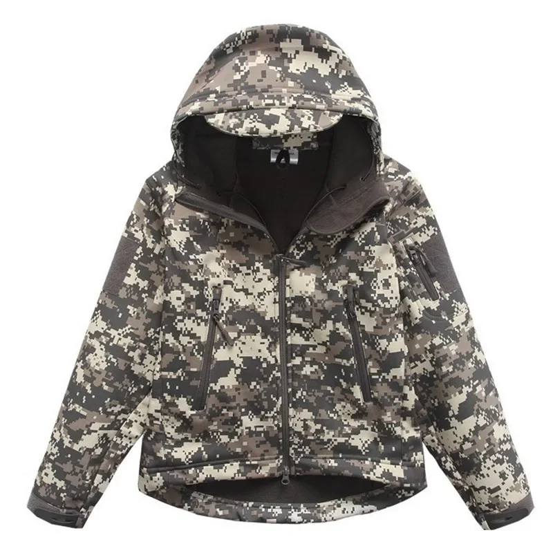 Autumn Winter Childrens Climbing Thick Warm Soft Coat Boy Girl Outdoor Camp Riding Hiking Windproof Waterproof Camo