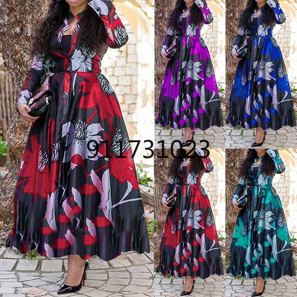 Customized M 2026 New African Print Dresses For Women dress 3XL 4XL Long Dress Ankara Dashiki Elegant Lady Boho Robe Party Clot