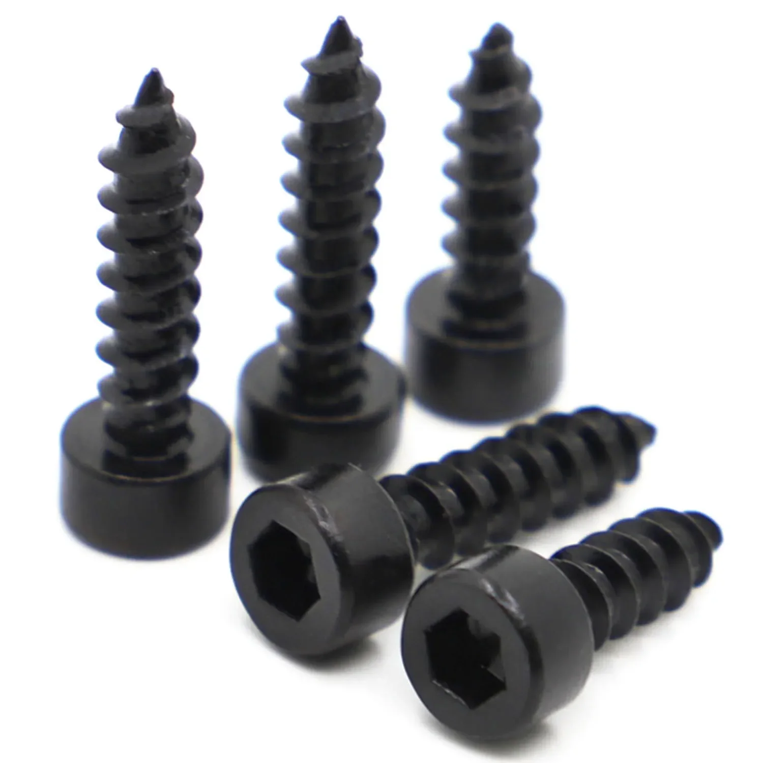 10-50pcs M2 M2.6 M3 M3.5 M4 M5 M6 Black Carbon Steel Hexagon Socket Cap Head Self Tapping Screw Model Screws