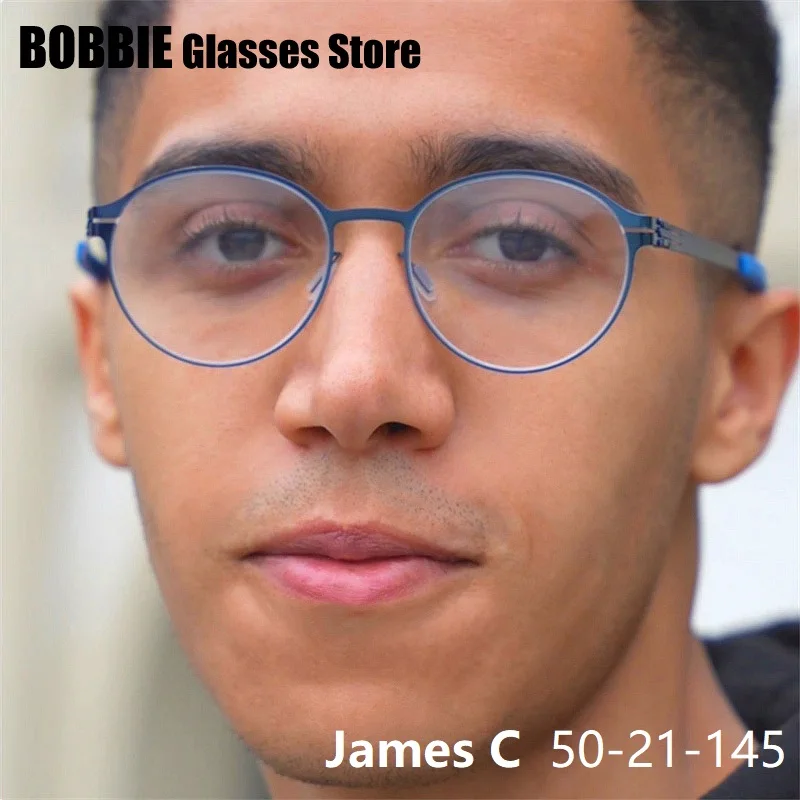 Classic Oval Round Glasses Frame Men Eyeglasses Eyewear Stainless Light Thin Rim Spectacles Germany Business Style Screwless DIY