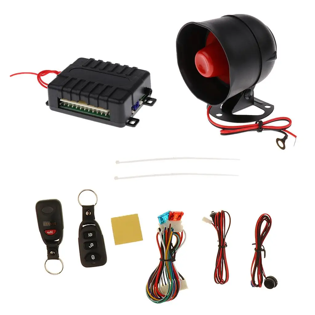 Car Alarm Security System Keyless Entry Siren +2 Remote Control