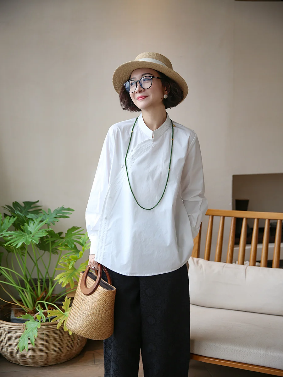 

Ele Versatile Comfortable Breathable Long Sve Cotton irt Loose Fit Premium Quali Women's Faion Spring Collection