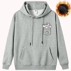 Cartoon Kaninchen Gedruckt Hoodies Mode Herbst Winter Herren Kleidung Warme Gemütliche Sweatshirt Dicken Hoodie Langarm Pullover