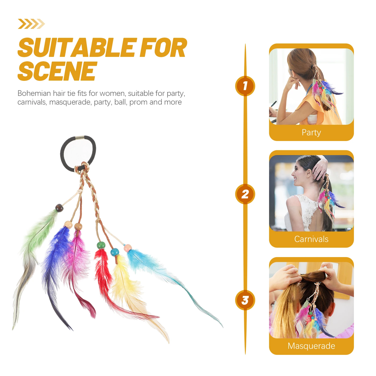 

Circles Hair Accessories Women Elastic Band Boho Hairband Headdress Indian Beads Plume Tassel Wedding Festival Scene