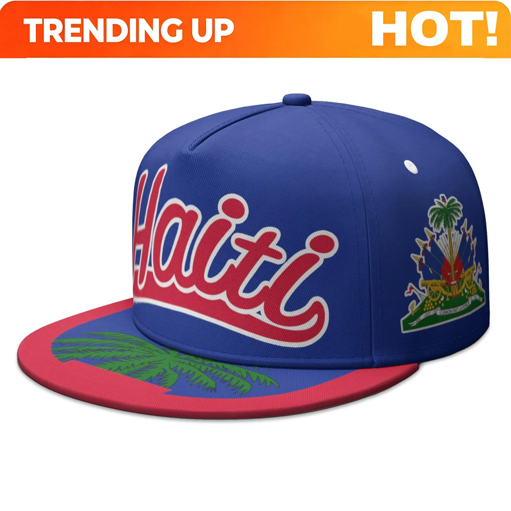 Haiti Flat Brimmed Cap Custom Name Number Logo Hip-Hop Hat Haitian Republic Nation Flag Country College Print Photo Headgear