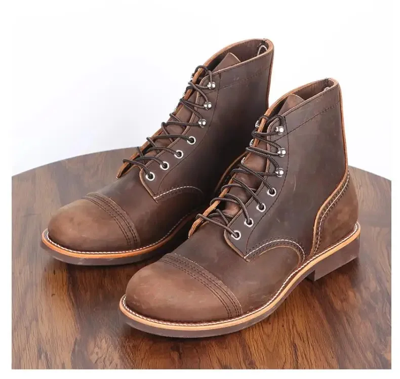 Free shipping.Classic 8111 Work boots.paratroop boots. Handmade Welted Mens genuine leather boots.Luxury outdoor shoes.