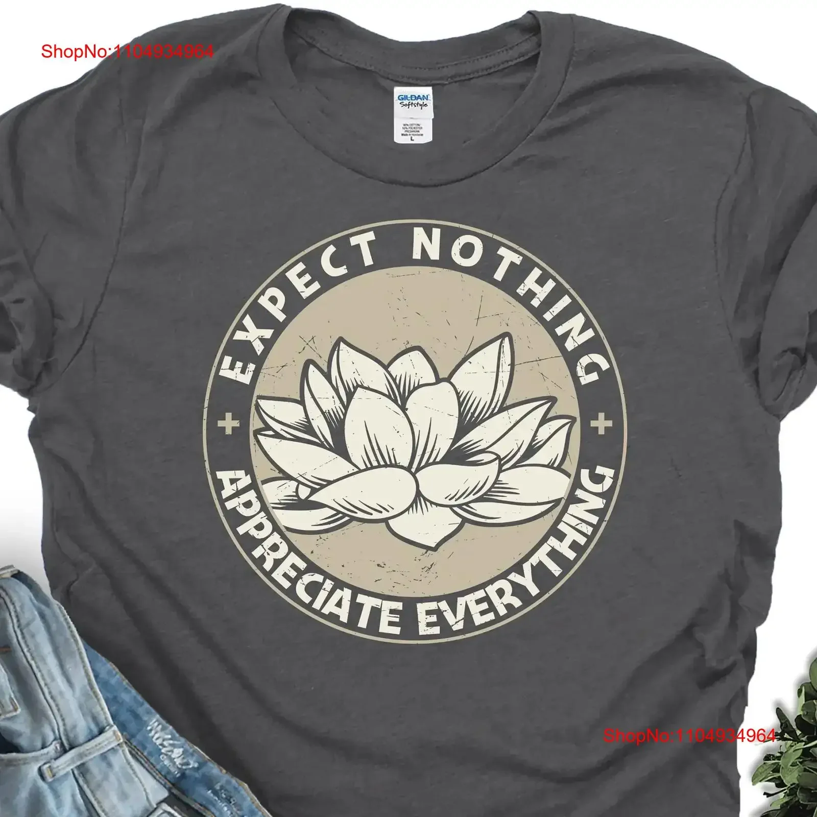 Funny Yoga T Shirt For Men Or Women WorkouT Gym Meditation Expect Nothing Appreciate Everything vintage Washed graphic Unisex