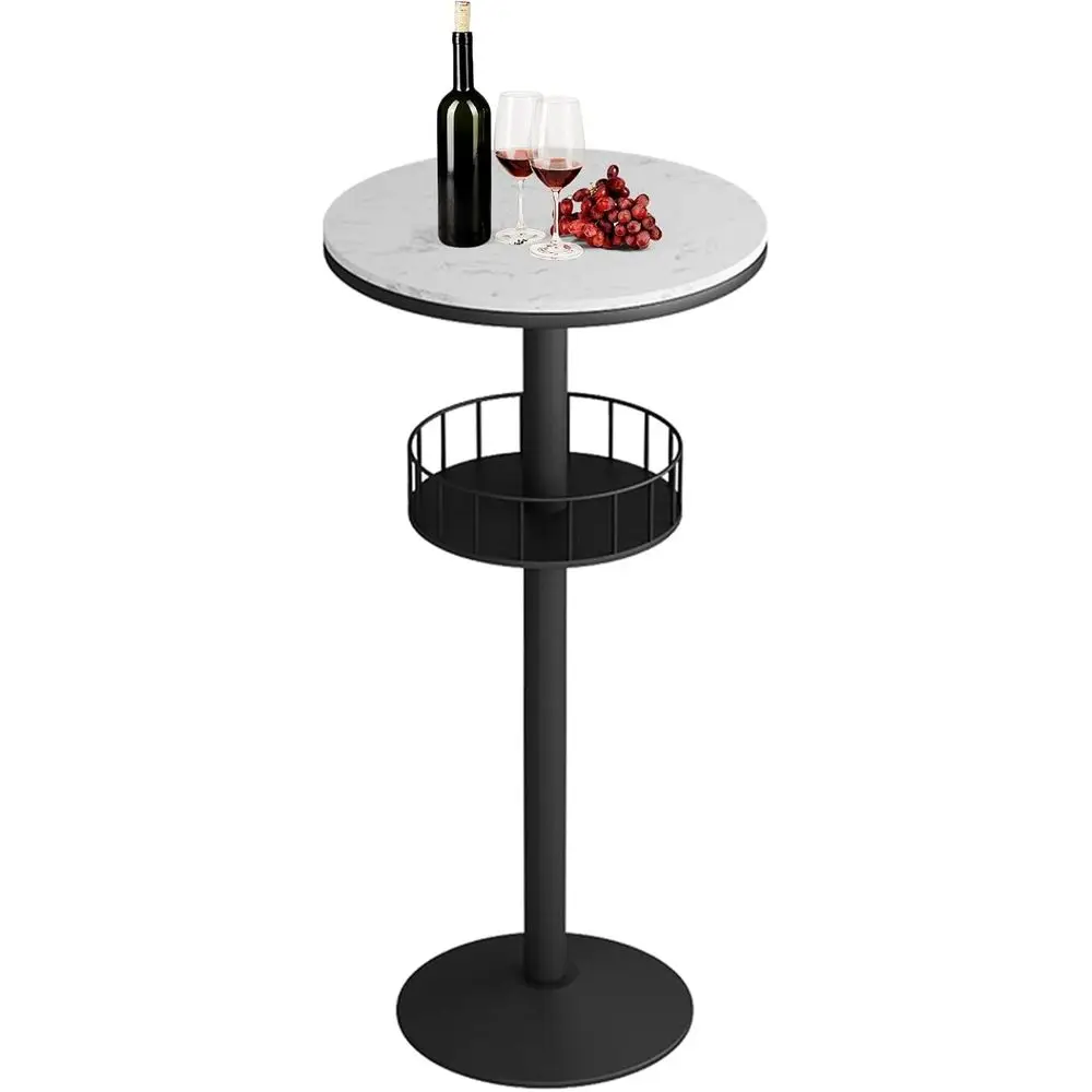 

Round Bar Table Marble Top Pub Table Cae Table Bistro Table with Metal Base, Bar Table or Small Kitchen, Balcony, Compact Spaces