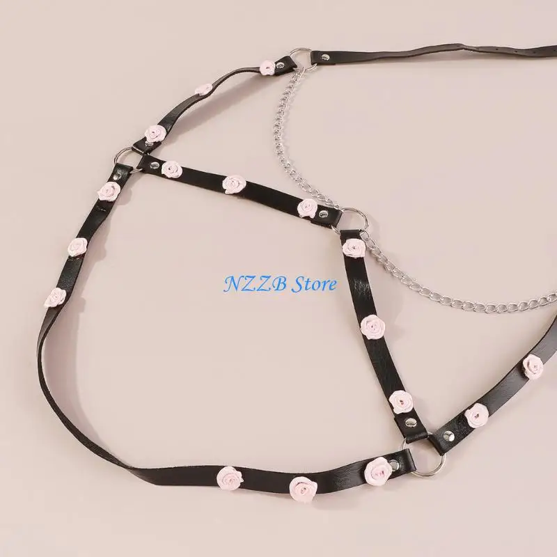 

T21F Fashionable Floral Chain Neck Boay Chain Unique Sexy Underwear