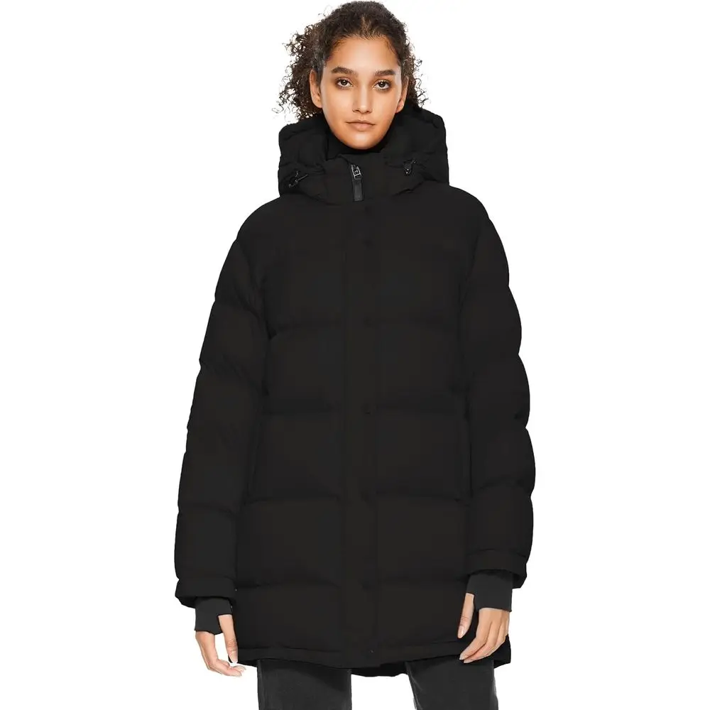 

Женская утолщенная куртка средней длины со съемным капюшоном и воротником-стойкой, зимняя куртка-пуховик